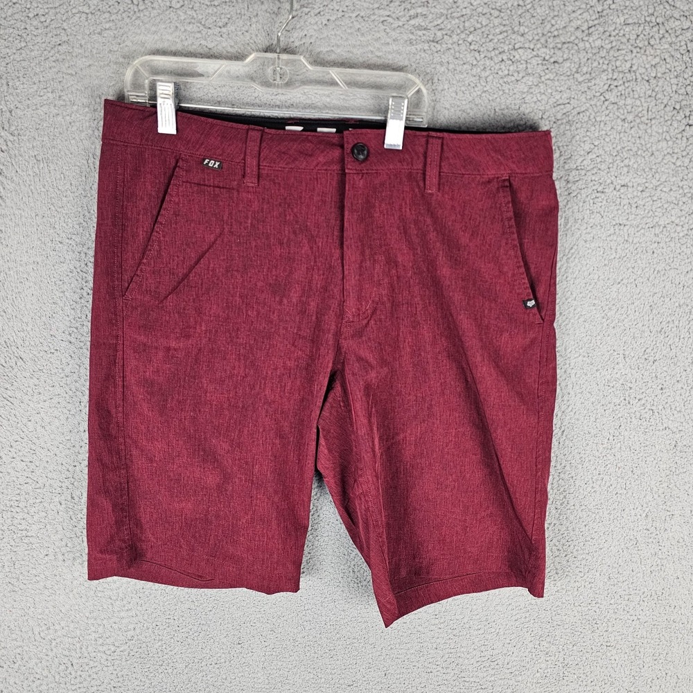 FOX Racing Chino Shorts Mens‎ 33 Burgundy Stretch Performance Regular Fit 19047